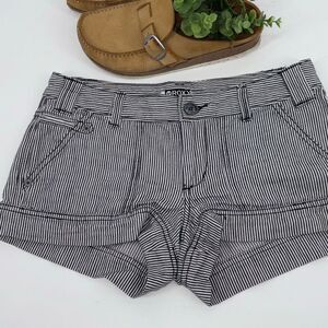 Roxy Low-Rise Railroad Stripe‎ Cotton Shorts Pockets Black Cream Size 5